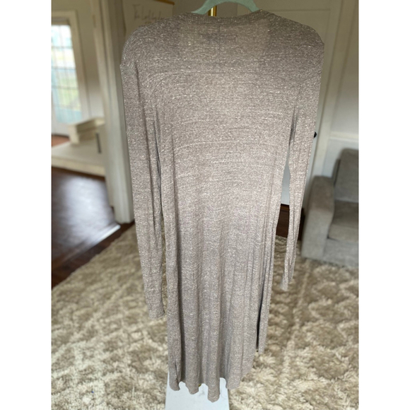FP Beach by Free People Cardigan Longline Button Taupe M Boho Cozy Soft Fall - Picture 3 of 8